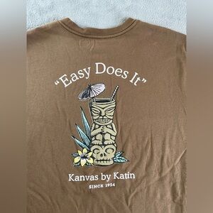 Men's Katin T-Shirt Brown Logo Medium Tiki Statue Easy Does It Kanvas By Katin